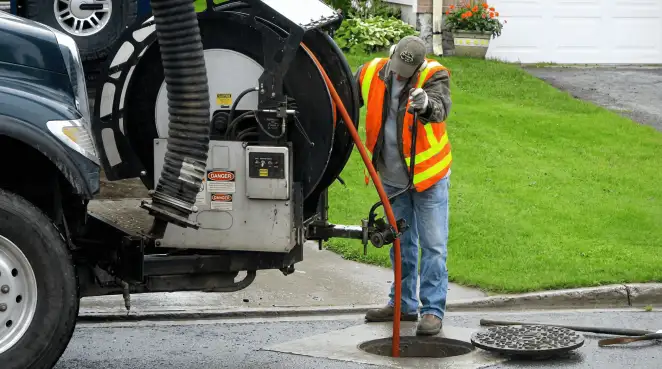 Technician using specialized drainage equipment for sewer line cleaning and foundation protection in Raleigh, NC